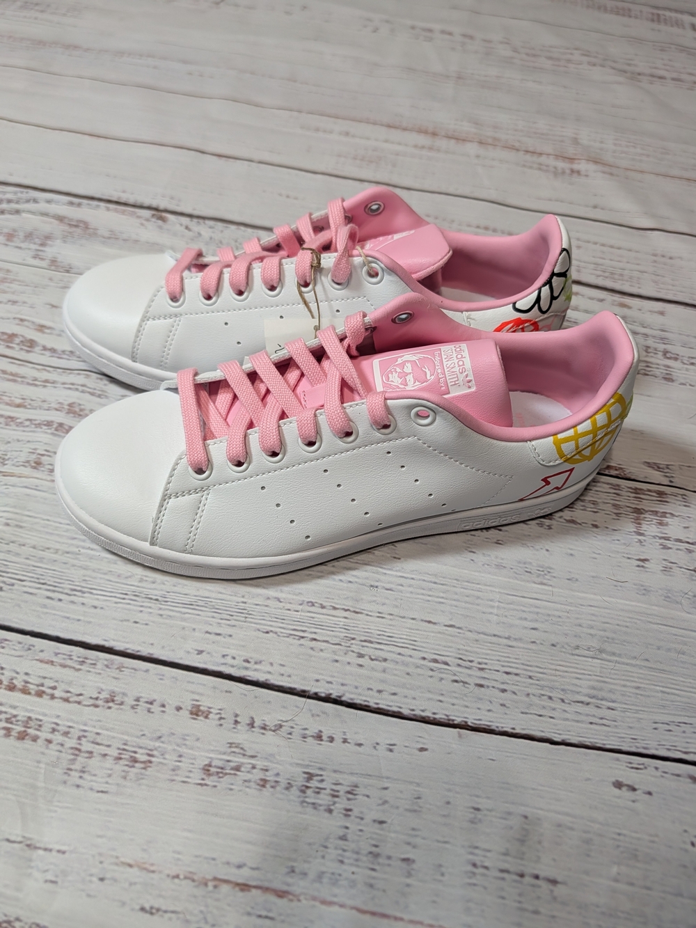 Adidas Originals Stan Smith Sneakers Doodle White Pink Size 8 - Picture 3 of 8